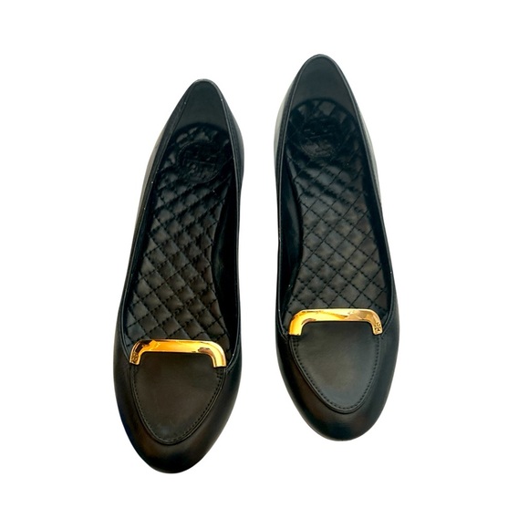 Tory Burch Jess Slip On Flat Gold and Black Loafers - Picture 1 of 5